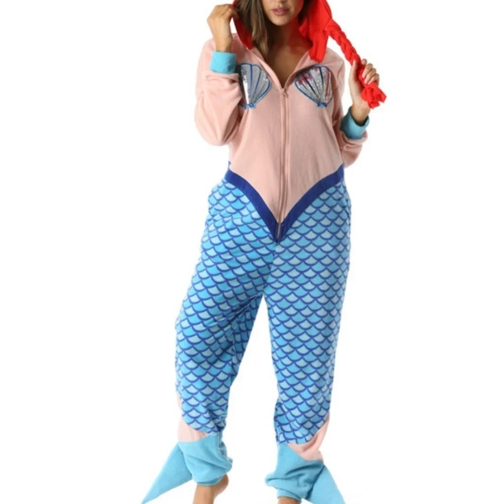 Just Love woman’s one piece mermaid pj’s bodysuit euc‎ size Small